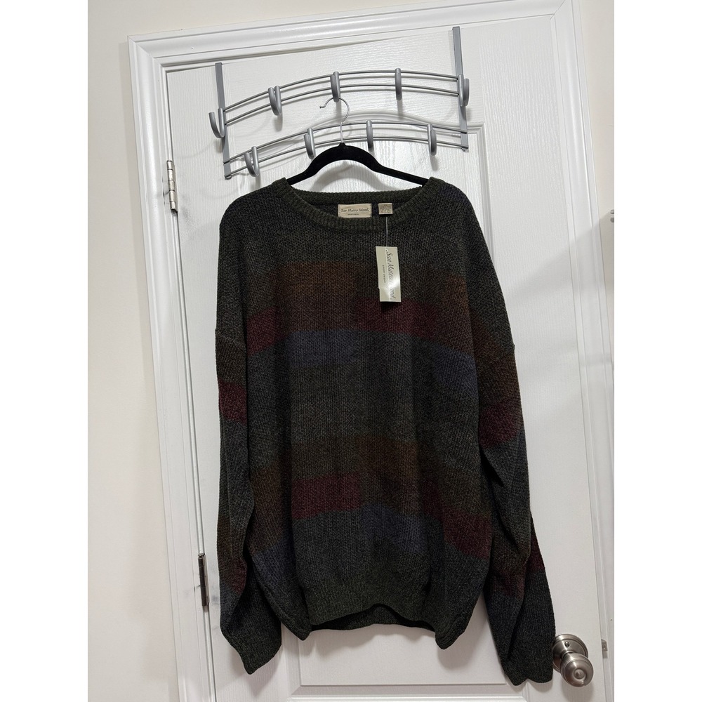 San Mateo Island Mens 3X Crewneck Sweater block Earth Tone Textured‎ Knit NWT